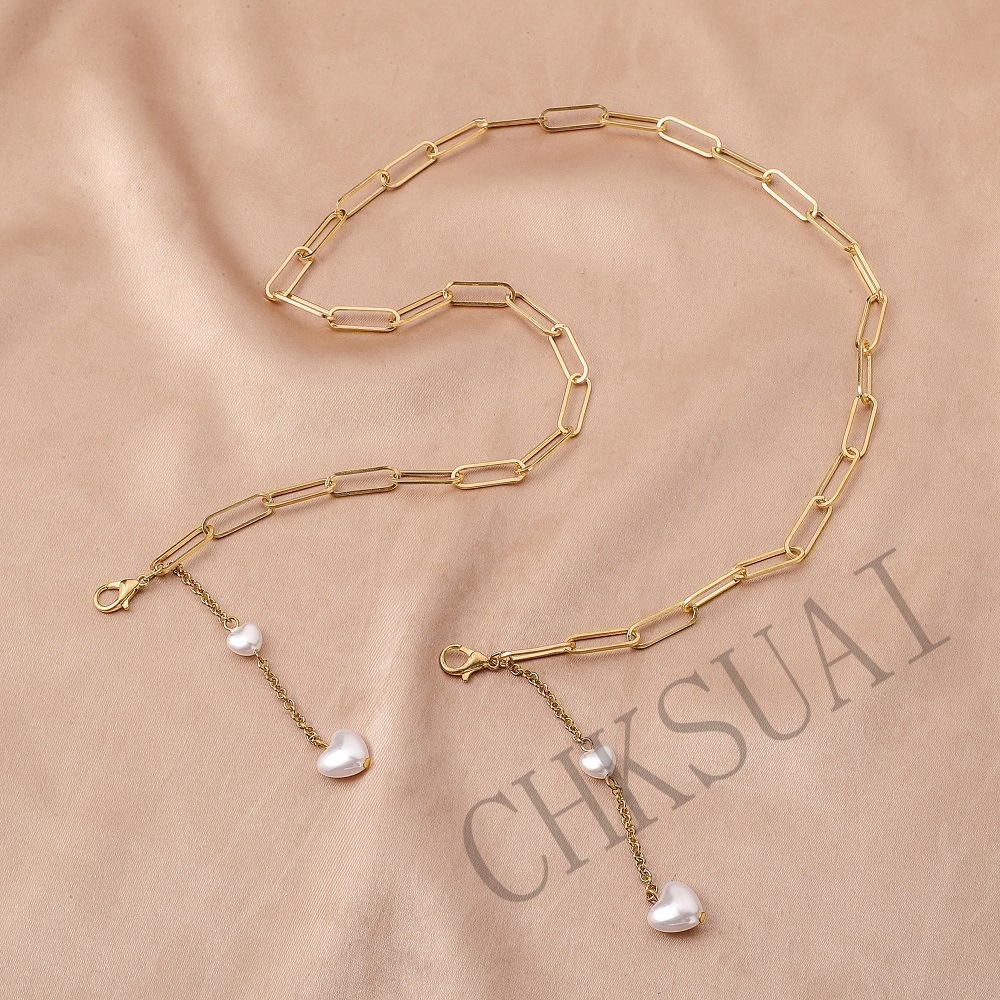 Gold Chain Love Pearl Fashion Anti-lost Mask Hanging Chain Necklace