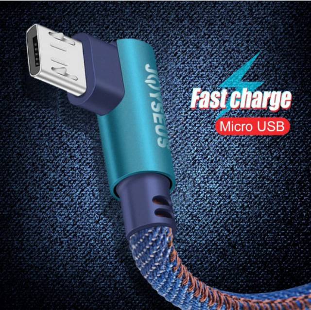 joyseus micro usb cable 2,4A 90 degree kabel data cable cowboy braded