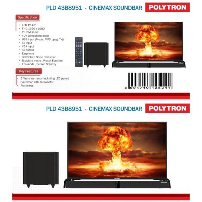 PROMO LED TV POLYTRON 43" 43B8951 43 INCH USB MOVIE HD HDMI SOUNDBAR