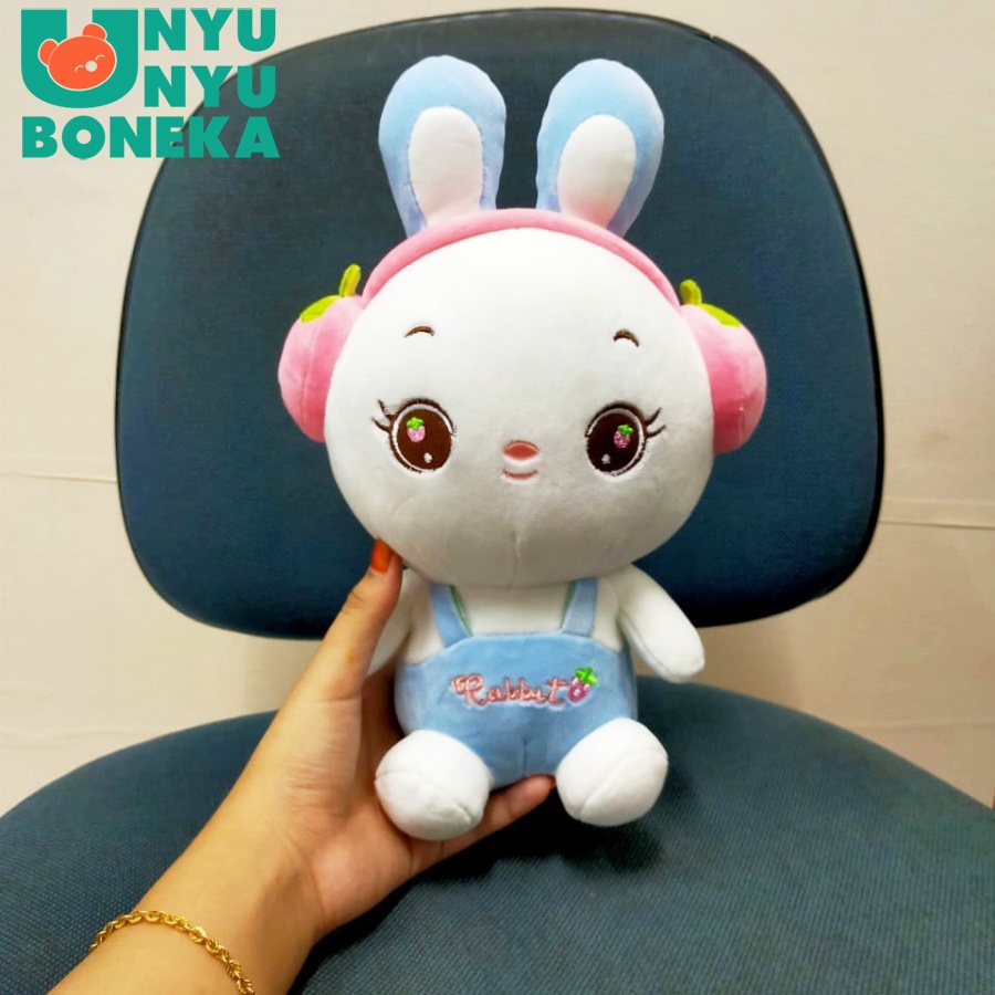 Boneka Kelinci Earphone Size 8&quot;/28cm/animal/BinatangLucu/souvenir/KelinciKecil/MainanAnak