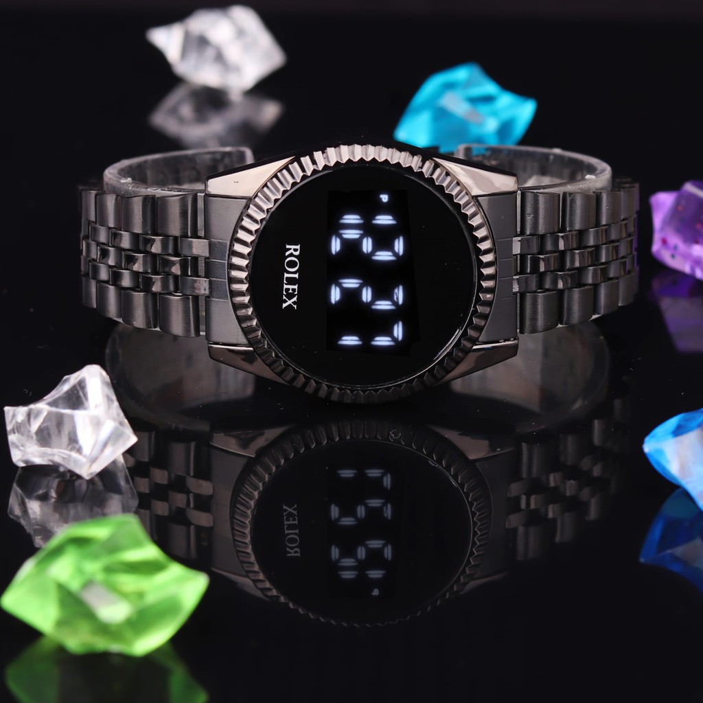 NEW Jam Tangan ROLEX Wanita Touch Screen LED Stainless Steel Free Box