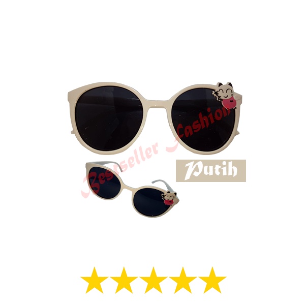 KACAMATA FASHION ANAK ANAK PEREMPUAN ANTI UV BINGKAI OVAL MOTIF KUCING KACAMATA GAYA KIDS SUNGLASESSES  NO CASE