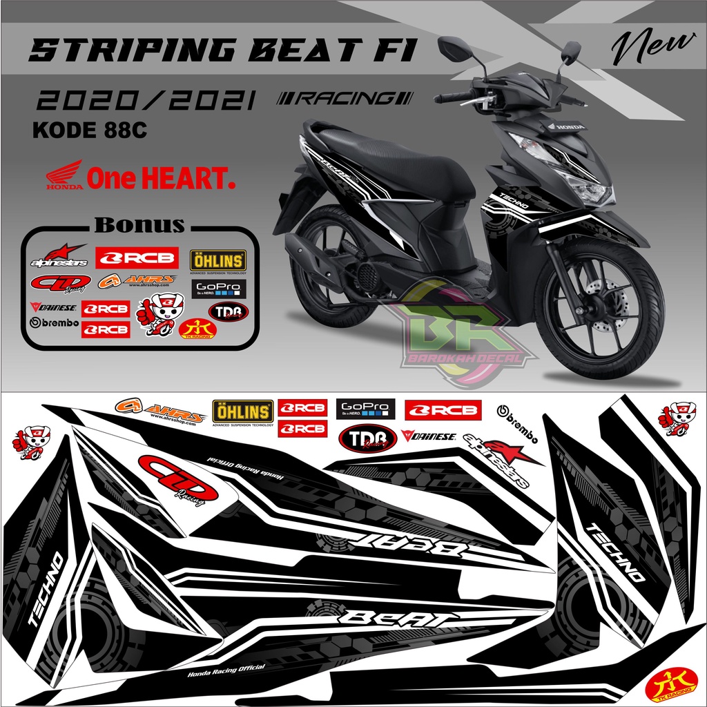 Striping Beat New 2020-2023 Stiker Lis Beat New Variasi kode 88