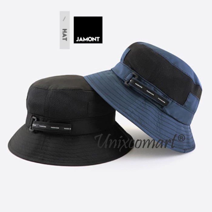Topi Pria Jamont fisherman Modern Bucket Hat Topi Pria Pemancing Pancing Gunung - Black(A8E5) BISA C