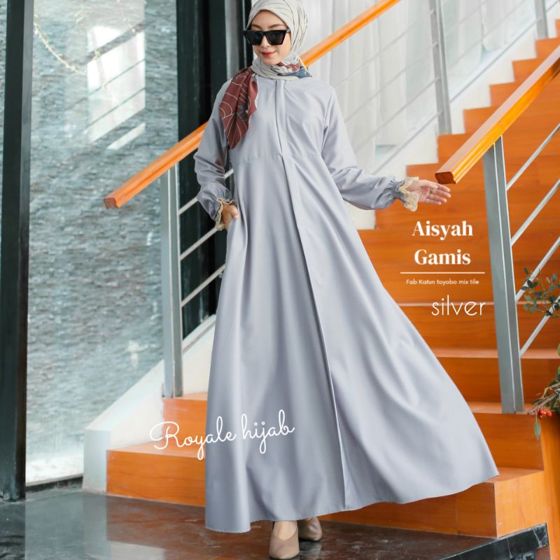 Aisyah|gamis s-xxxl polos|gamis toyobo|gamis busui|gamis abaya|ori royale