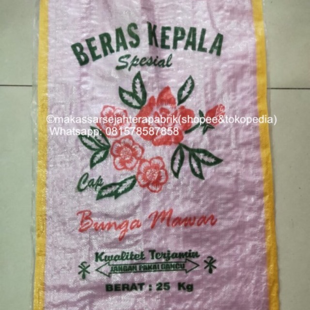 

50 lbr Karung beras kepala special Cap mawar merah 25 kg