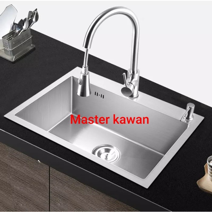 Wastafel - Paket Lengkap Kitchen Sink Stainless 7545 Bak Cuci Piring Kotak
