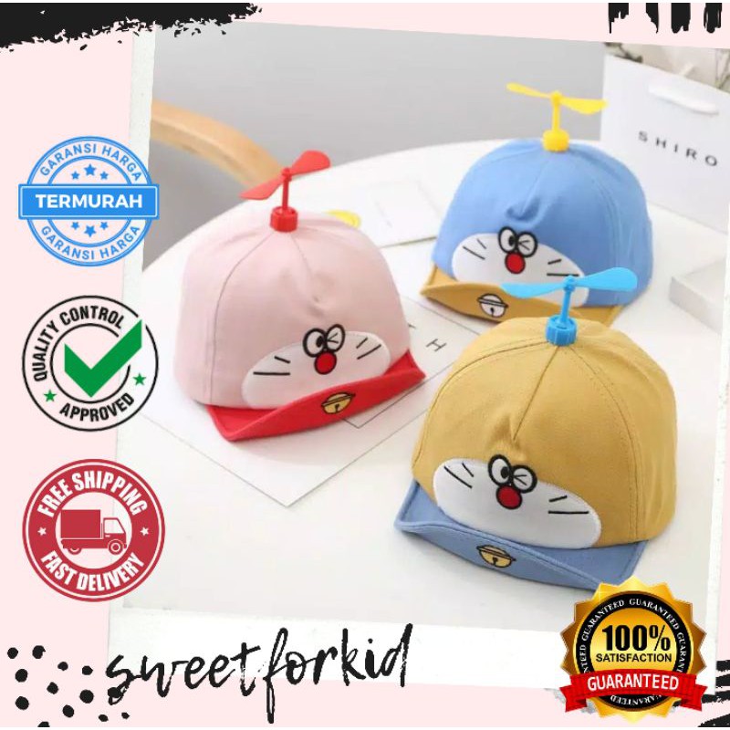 [SFK] Topi Anak dan Bayi Bisa Bordir Nama Model Doraemon dengan Baling Baling Imut