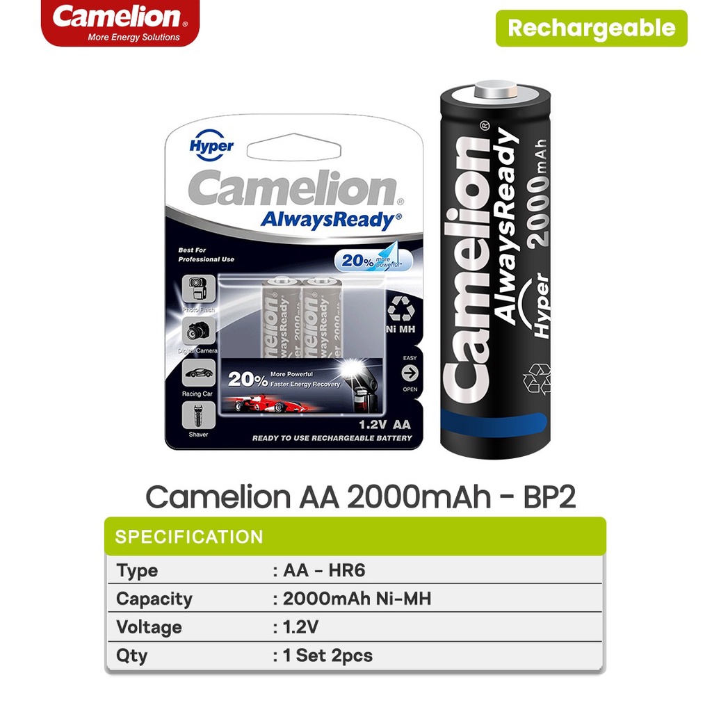 Baterai AA 2000 MAH Isi 2 Pcs || Battery A2 2000 MAH Camelion - Batre Cas