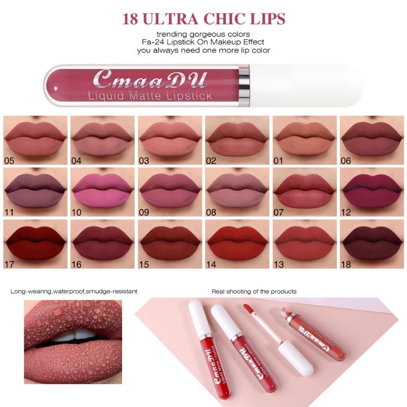 Liquid Matte CMAADU Lipstick Lip Glaze Moisturizing Waterproof Original Terlaris