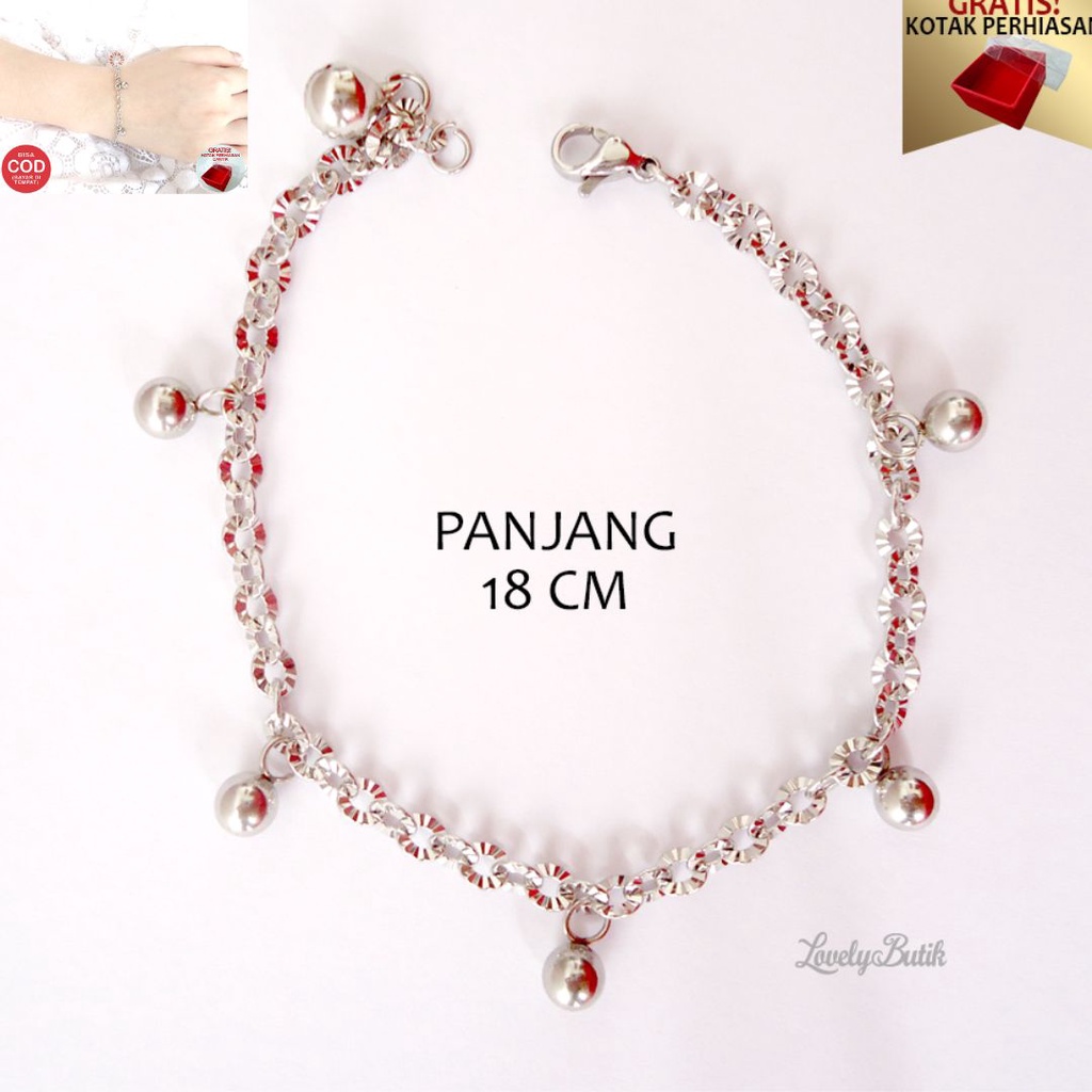 Promo Bonus Kotak Perhiasan - Lovelybutik Gelang Tangan Wanita Titanium Anti karat Model Terbaru kekinian Bol4 Kerincing Berbunyi