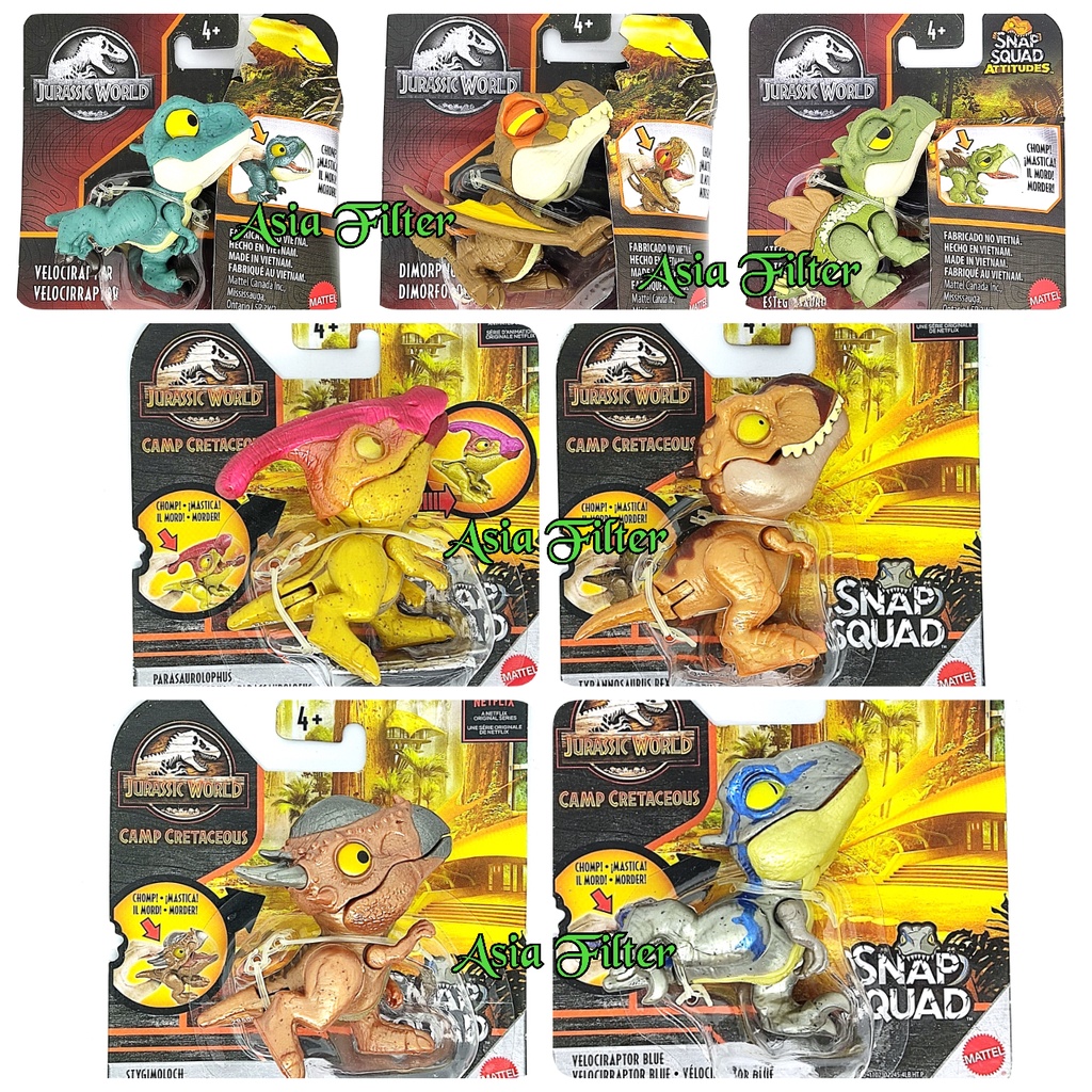 Jurassic World Snap Squad  Attitudes Stegosaurus Parasaurolphus Tyrannosaurus Rex Stygimoloch dimorp