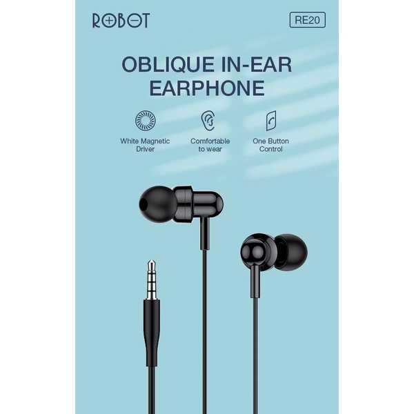 Headset Robot RE20 Original Earphones Robot RE20 Deep Bass