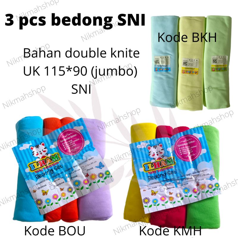 3 pcs bedong bayi SNI double knite arini baby ilham baby