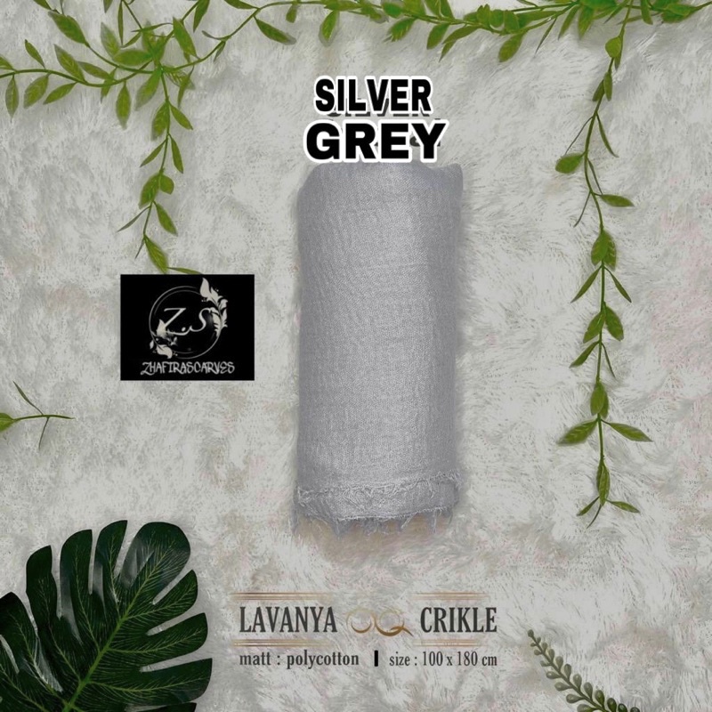 HIJAB Best Seller PASHMINA CRINKLE / CRINCLE - PASHMINA CUTTON CRINKLE / NEGRO / KUSUT-Silver Grey