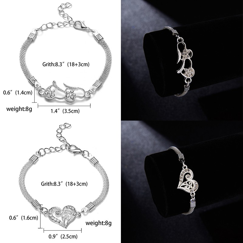 Gelang Tangan Rantai Lapis silver 925 Aksen infinity / Salib / Hati / Hewan Untuk Perhiasan Wanita