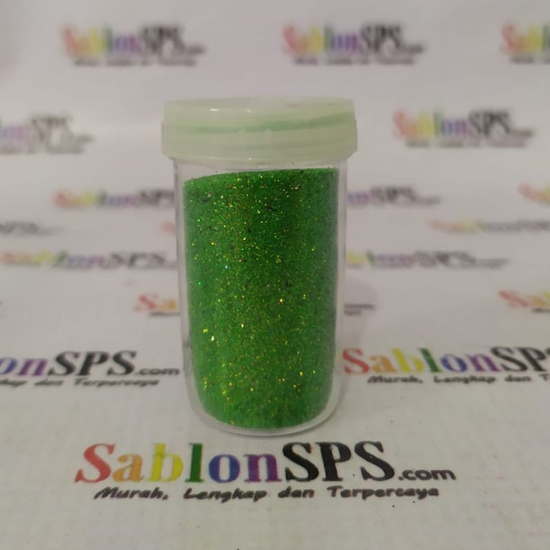 BUBUK GLITER LIGHT GREEN RAINBOW GLITTER POWDER 10gr CUP BESAR