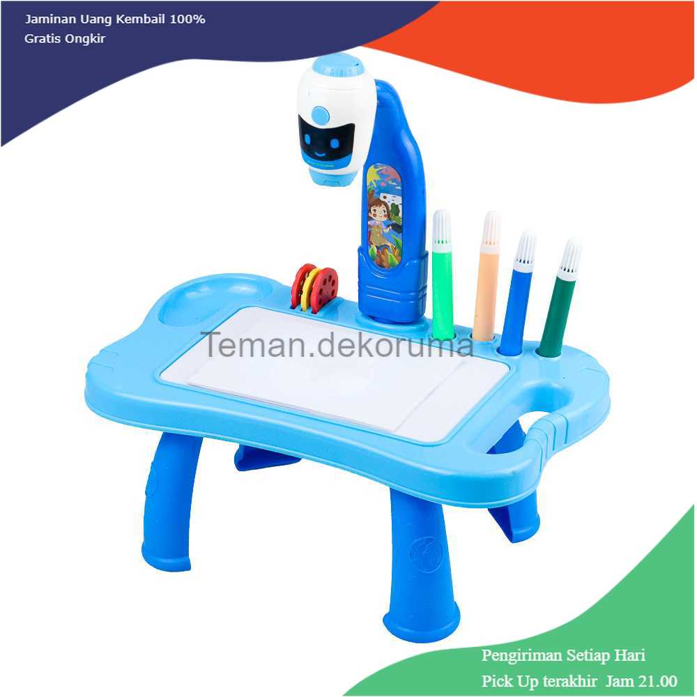 TD-REN BLUEBEE Meja Bermain Anak LED Projector Art Drawing Board - WBP23