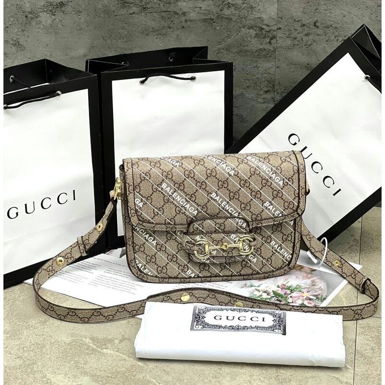 READY GC X BALENCIAGA Horsebit R.Kualitas Premium -Include : Paper Bag , Cover -Premium-Uk.24x17cm-B