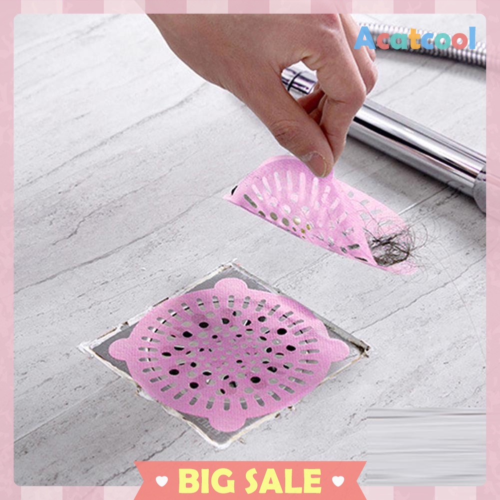 10pcs Disposable Hair Filter Drain Stickers Self-Adhesive Bath Cover Net