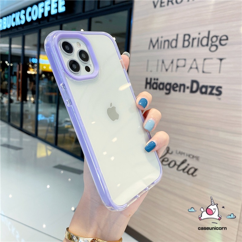 3 In 1 Soft Case Tpu Transparan Shockproof Anti Jatuh Warna Permen Untuk Iphone 11 12 13 Pro Max 7 8 Plus X Xr Xs Max Se 2020