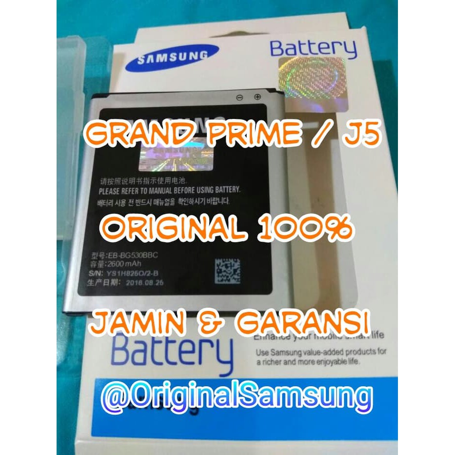 100% ORI Baterai Batre Battery Samsung Grand Prime Grandprime J5 2015