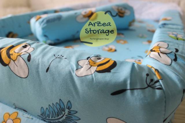 Kasur bayi kelambu set bantal guling kolam lebah biru