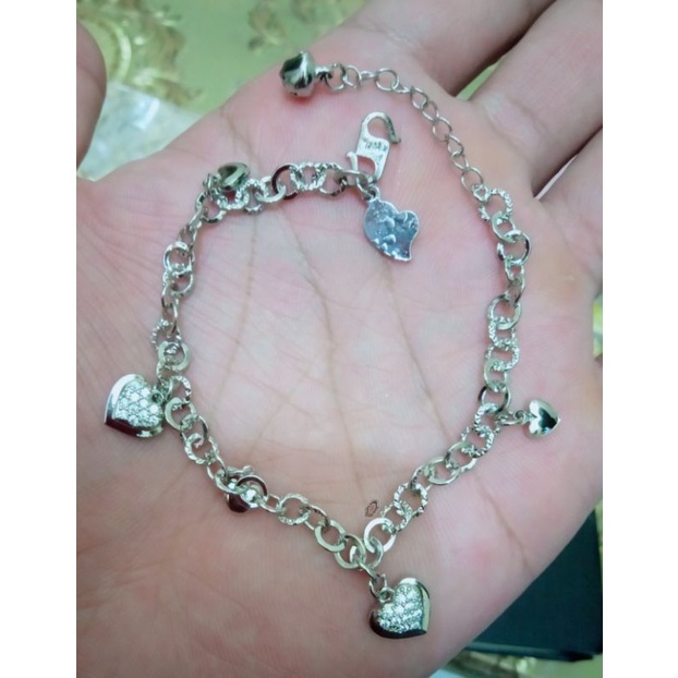 L-90.Gelang tangan wanita xuping berlapis emas putih dengan mata zircon uk18cm.