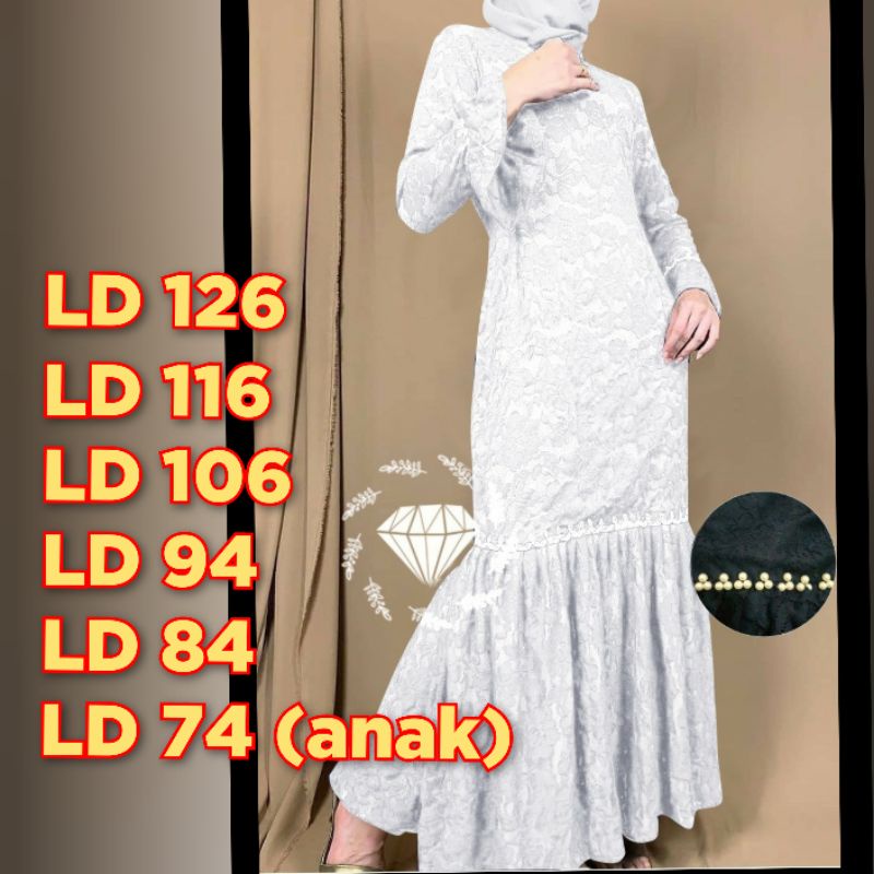 LD130 - 74 DEWASA / ANAK  DRESS BRUKAT KEKINIAN DRESS PESTA PASANGAN MOM KID BROKAT BAJU KONDANGAN C