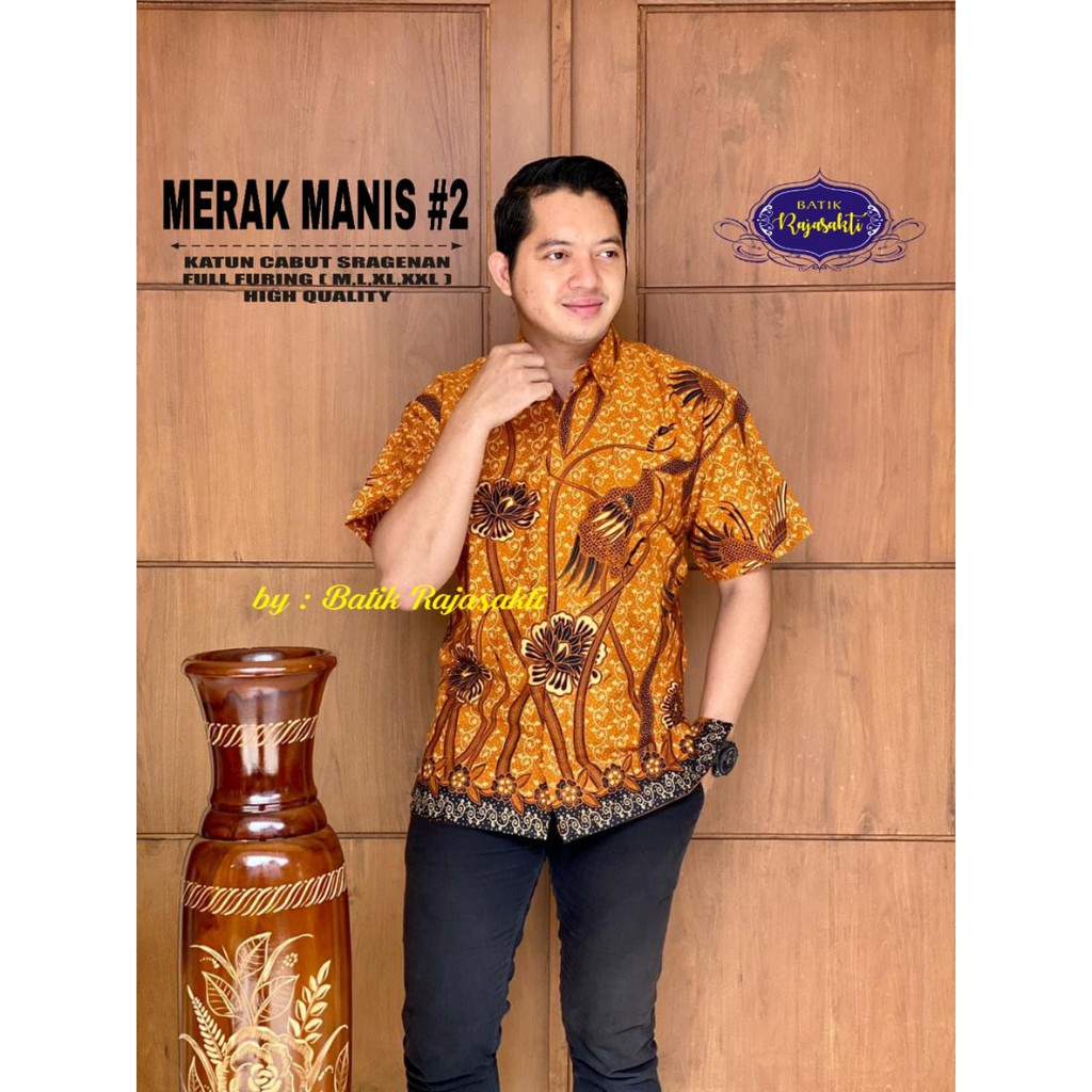 MERAK MANIS 2 Kemeja Batik Pria Lengan Pendek Katun Halus FULL FURING Rajasakti