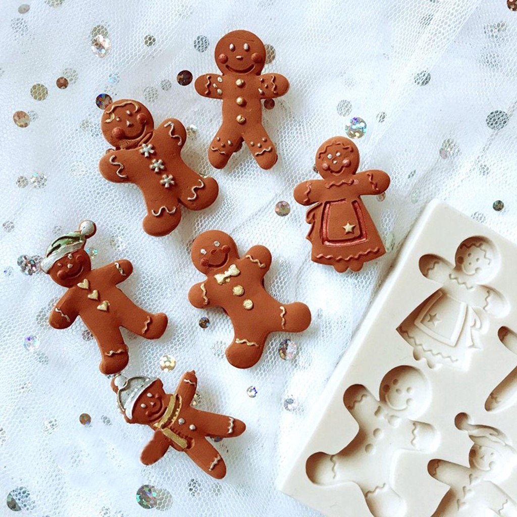 [Elegan] Cetakan Natal Dapur Baking 3D DIY Gingerbread Man Silikon Cetakan Coklat