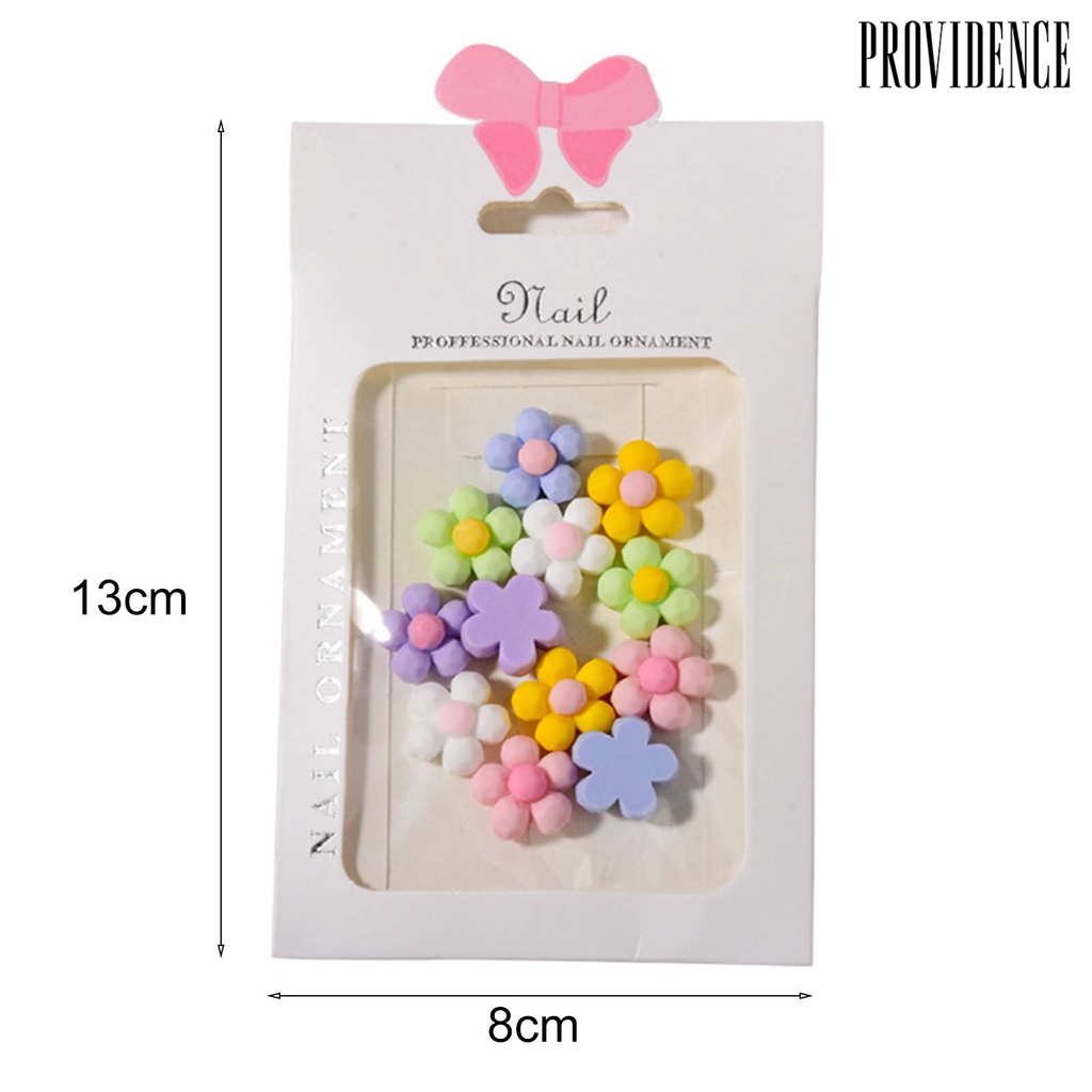 Providence 12Pcs / Set Hiasan Kuku Motif Kartun Bunga / Beruang Bahan Resin Untuk Nail Art / Manicure DIY