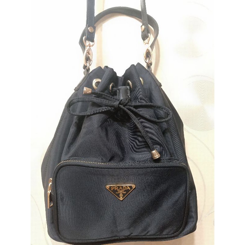 tas Sling serut Prada Nylon lengkap tag Made in korea PL