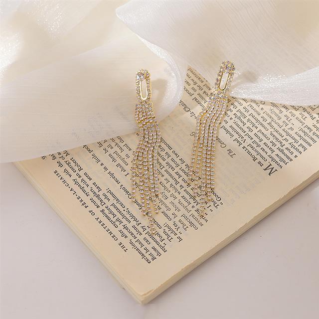 Sterling silver jarum lima baris rumbai anting-anting anting-anting gaya Korea temperamen fashion tr