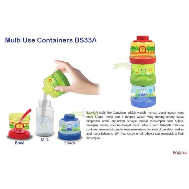 Baby Safe Multi Use Container Susu Bubuk BS33A / Babysafe Tempat Susu 