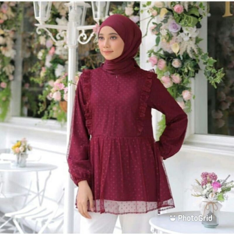 blouse tile filona dress tunik pesta muslimah s m l xl xxl