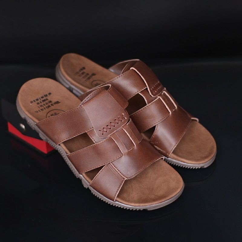 SANDAL KULIT PRIA BERKUALITAS TINNGI  CEVANY 05 BLACK BROWN TAN KULIT SAPI ASLI ORIGINAL HANDMADE