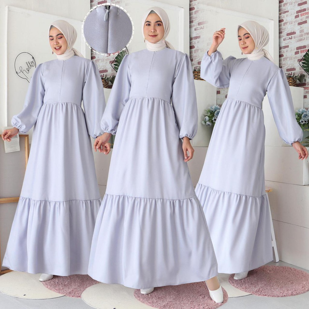 (Pasti RealPic) Gamis Malika Busui Maxi Dress Lengan Balon Fashion Muslim