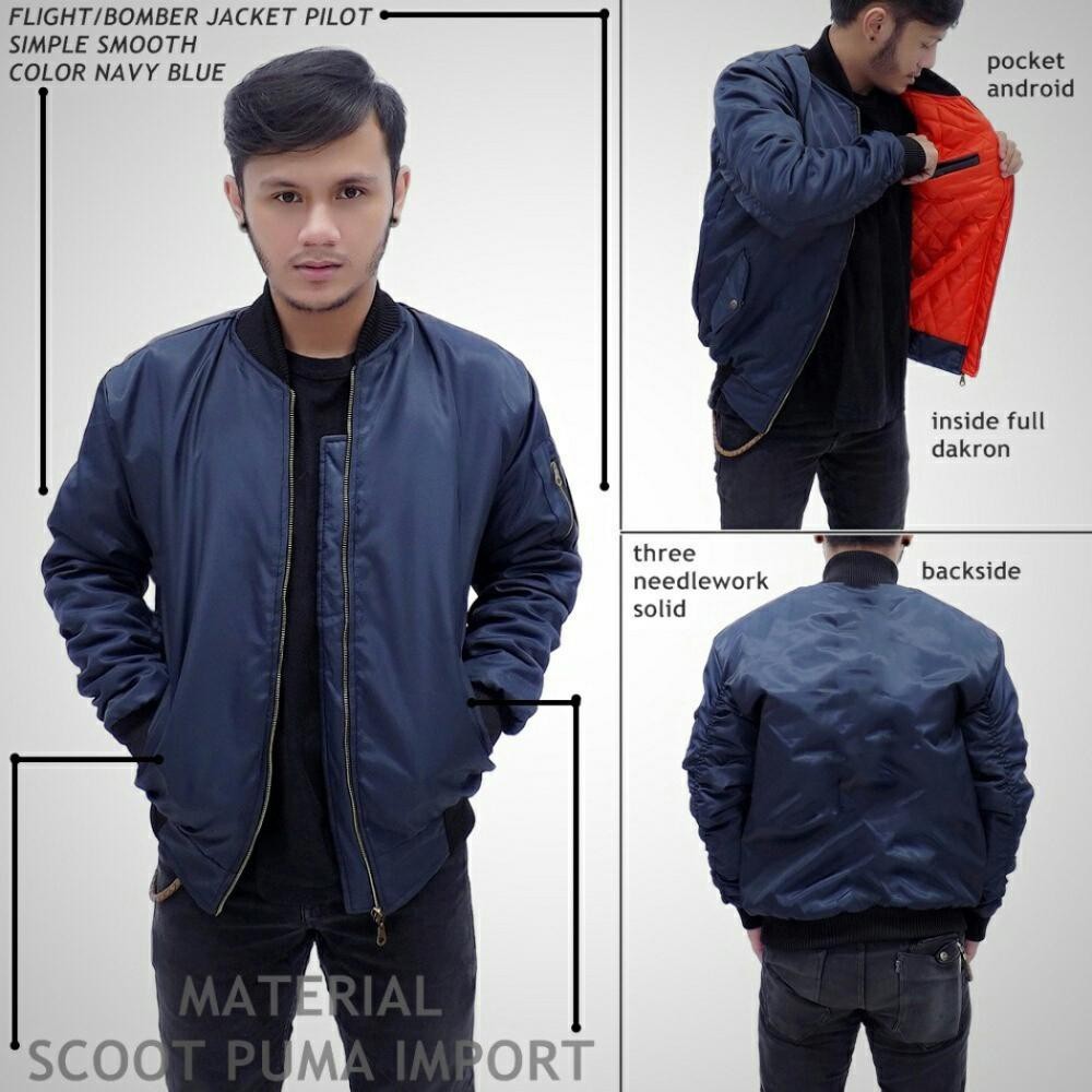 PREMIUM Jaket Pilot Bomber Polos Pria WATERPROOF