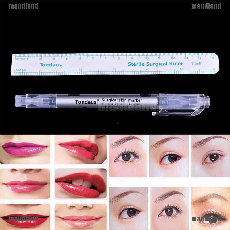 Mlmy Pro Surgical Skin Marker Pen Ruler Scribe Tool Tattoo Piercing Permanent Makeup Shopee Indonesia
