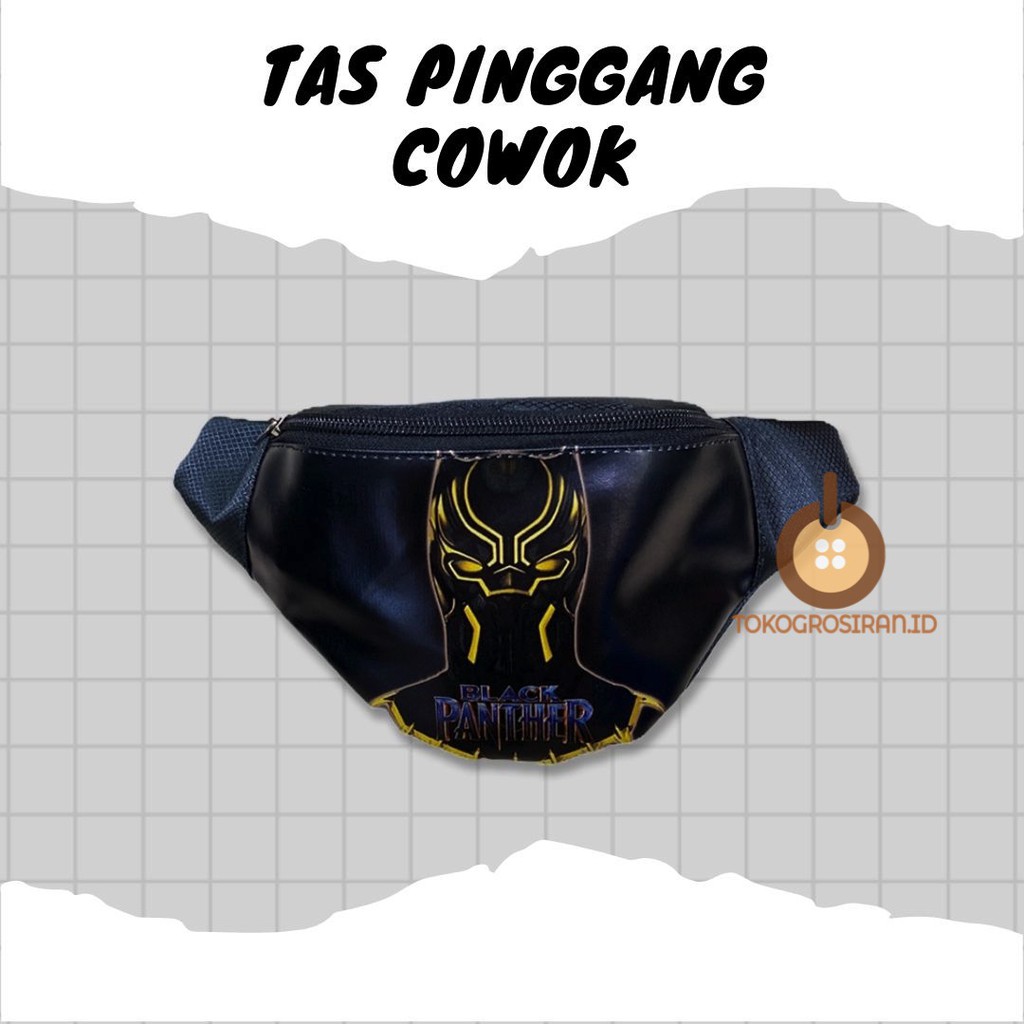 TAS PINGGANG ANAK MURAH SUPERHERO WARNA HITAM HULUK BATMEN BAMBEL BLACK PANTHER WAIST BAG ANAK MURAH