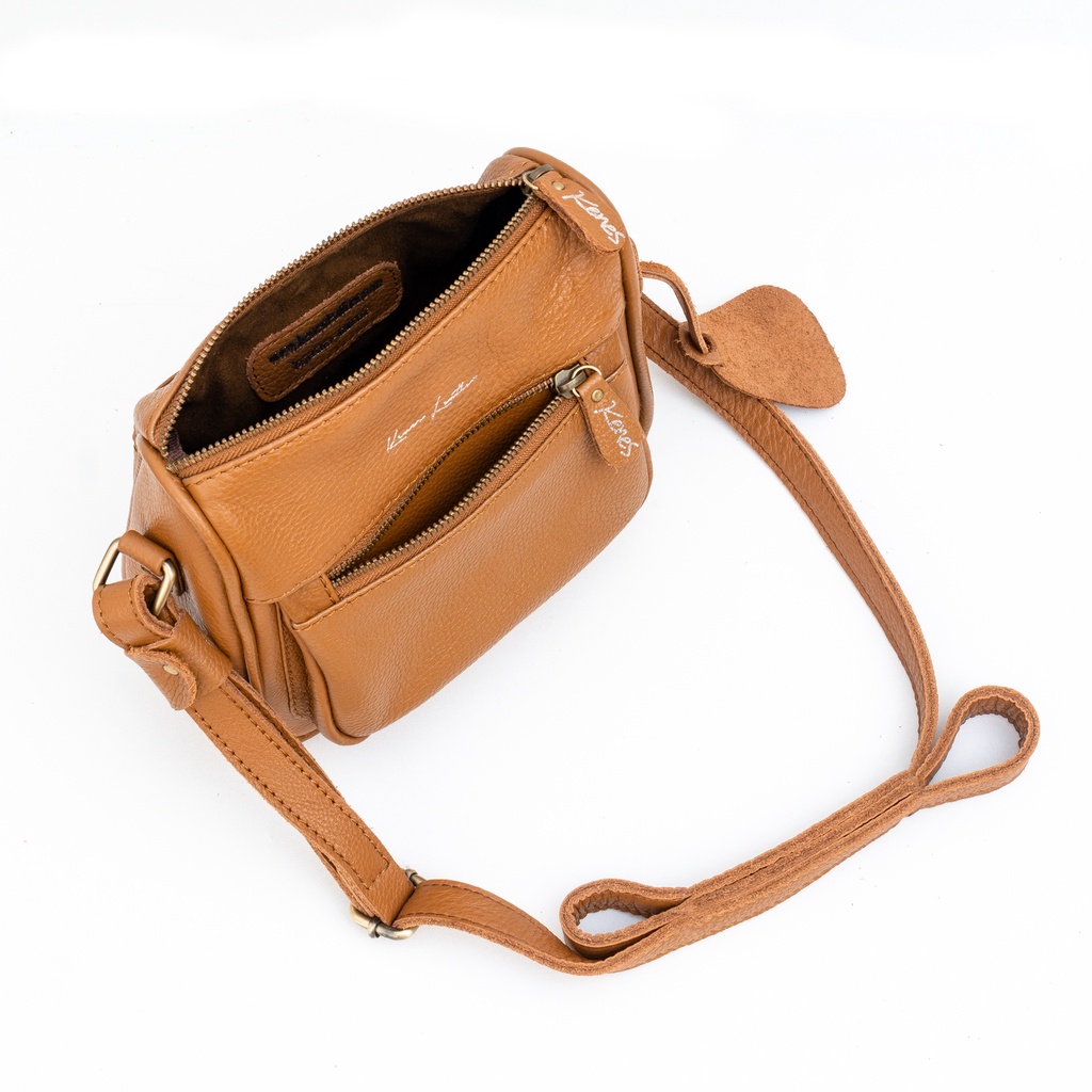 Kenes Leather Sling Bag Wanita Tas Selempang Kulit Asli IRISH Pullup - Free Gravir Nama