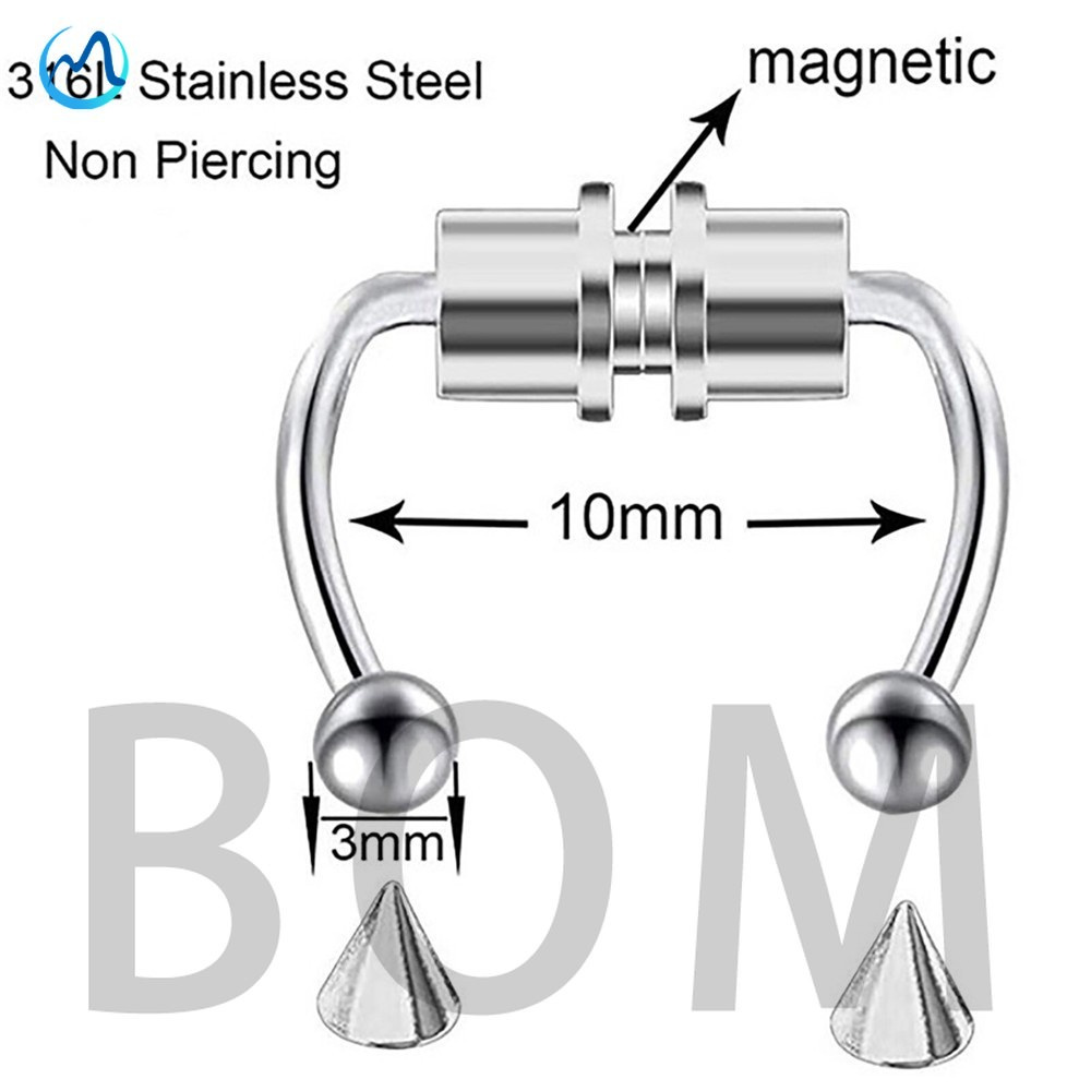 Cincin Hidung Magnetik Stainless Steel / Beberapa Warna