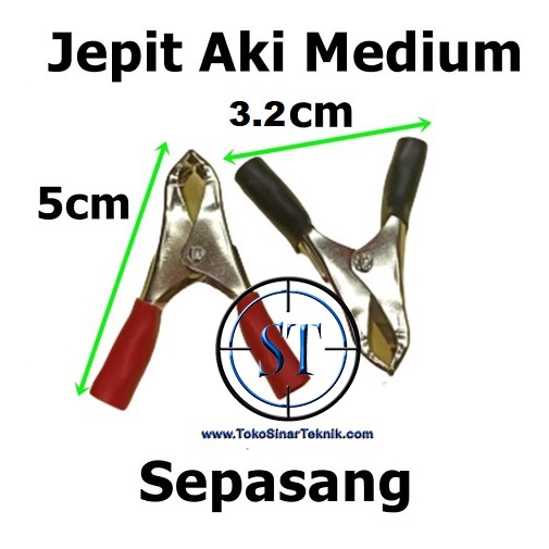 Capitan Aki Silver 15A 50mm 5cm Capit Buaya Merah Hitam Mobil Motor Set Alligator Metal Car Battery Clips Mini Medium