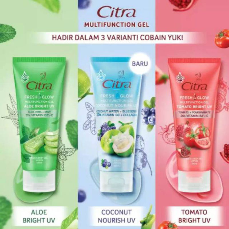 Citra Aloe Fres Glow Multifunction Gel 180ml &amp; 100ml~grosir termurah