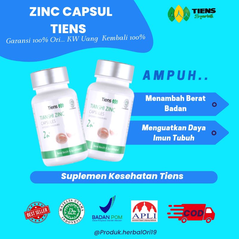 Zinc Tiens|Penggemuk Badan Zinc|Zinc peninggi badan