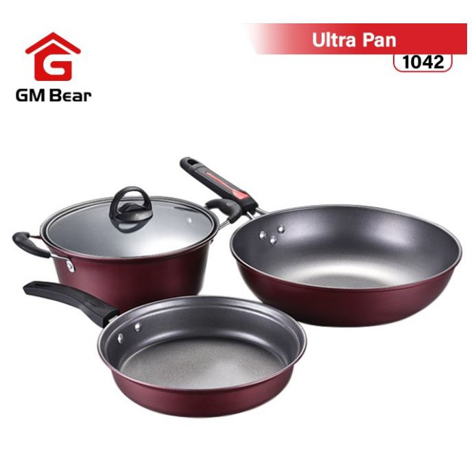 GM Bear Panci Teflon 1 Set 3 pcs 1042-Panci Teflon Set 3