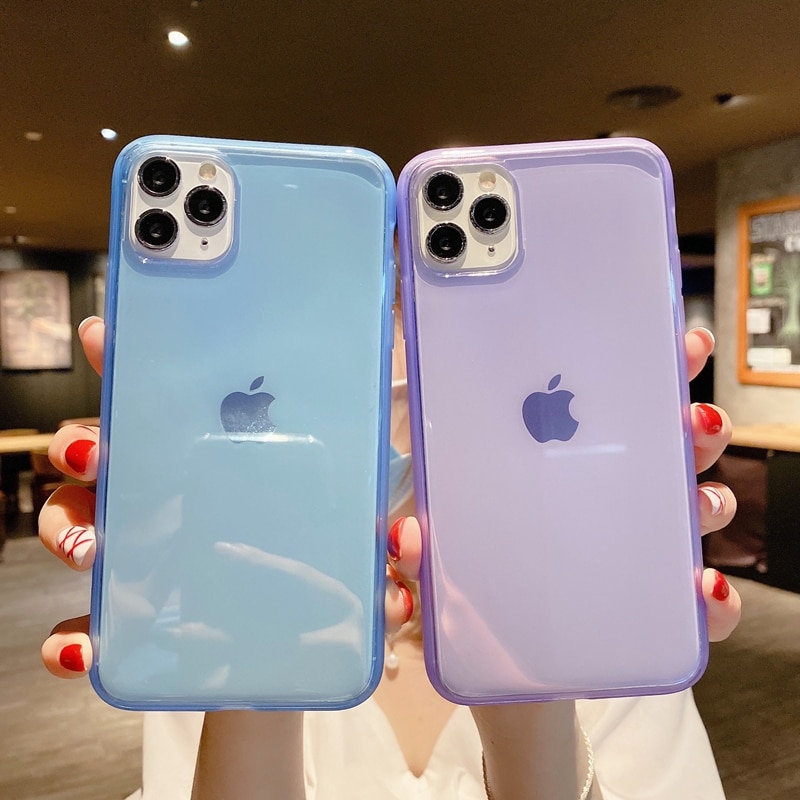 Soft Case Tpu Transparan Warna Ungu Untuk Iphone 12 Pro Max 11 Pro Max Indonesia