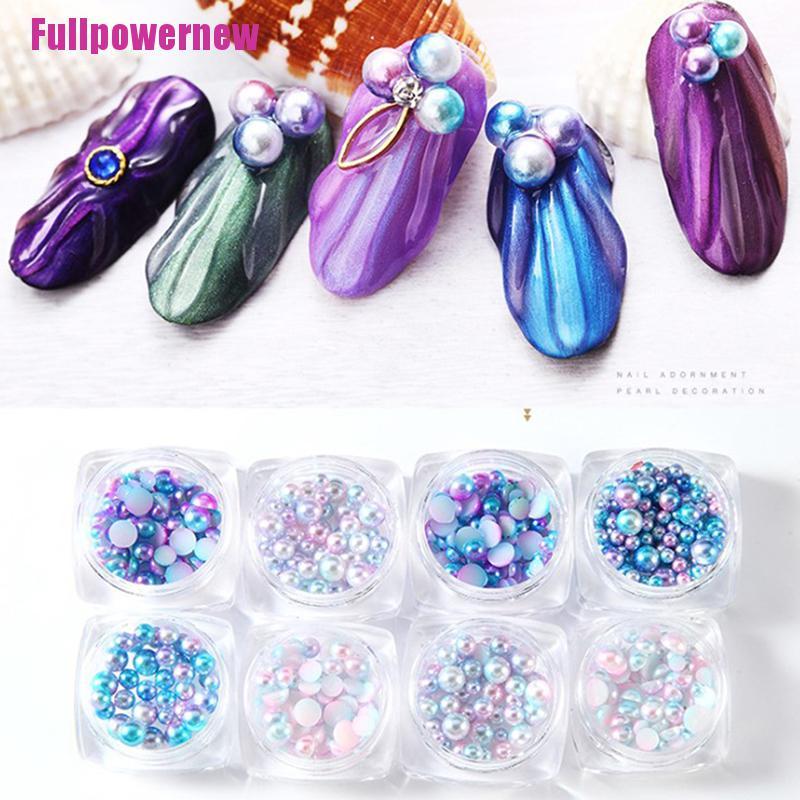 [Full] Mixed Size Plated Color Mermaid Ball Pearl Semicircle Pearl Nail Art Decoration