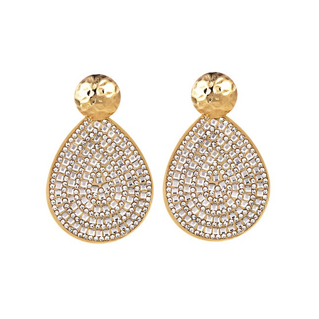 LRC Anting Tusuk Fashion Alloy Pearl With Diamond Drop Shape Stud Earrings F7998X